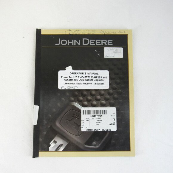 John Deere Operator's Manual Power Tech E4045TF285/HF285 & 6068HF285 OEM - Picture 1 of 7
